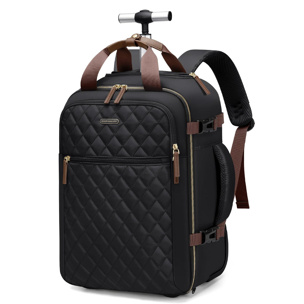 Black Rolling Laptop Backpack with Wheels O330