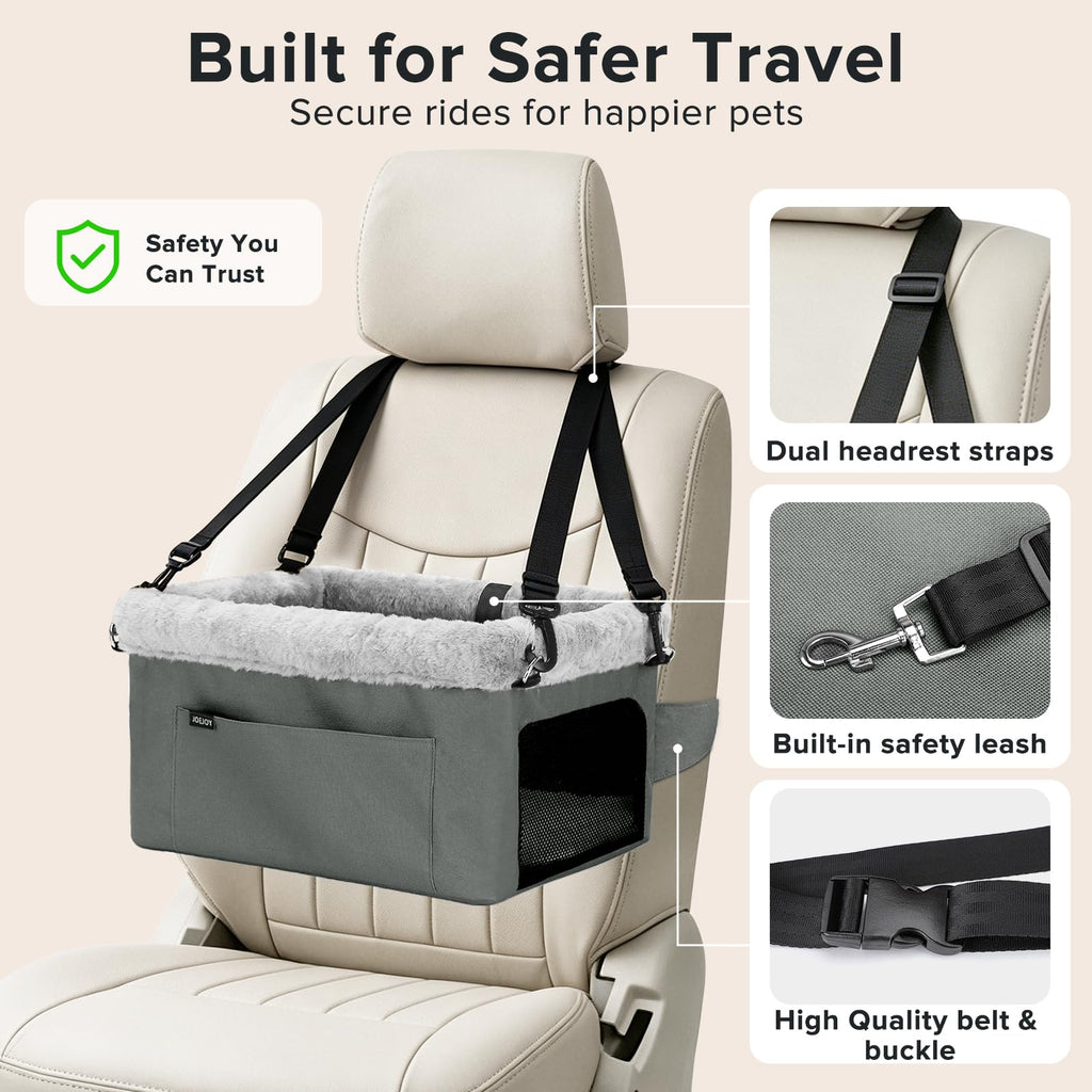 Dog Booster Seat with Metal Frame and Safety Leash, Grey S653411