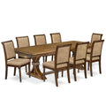 9 Piece Dining Table Set with 8 Beige Polyester Chairs P19853