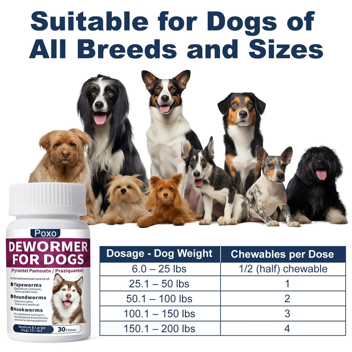 7-Way Dewormer for Dogs, 30 Tablets F614