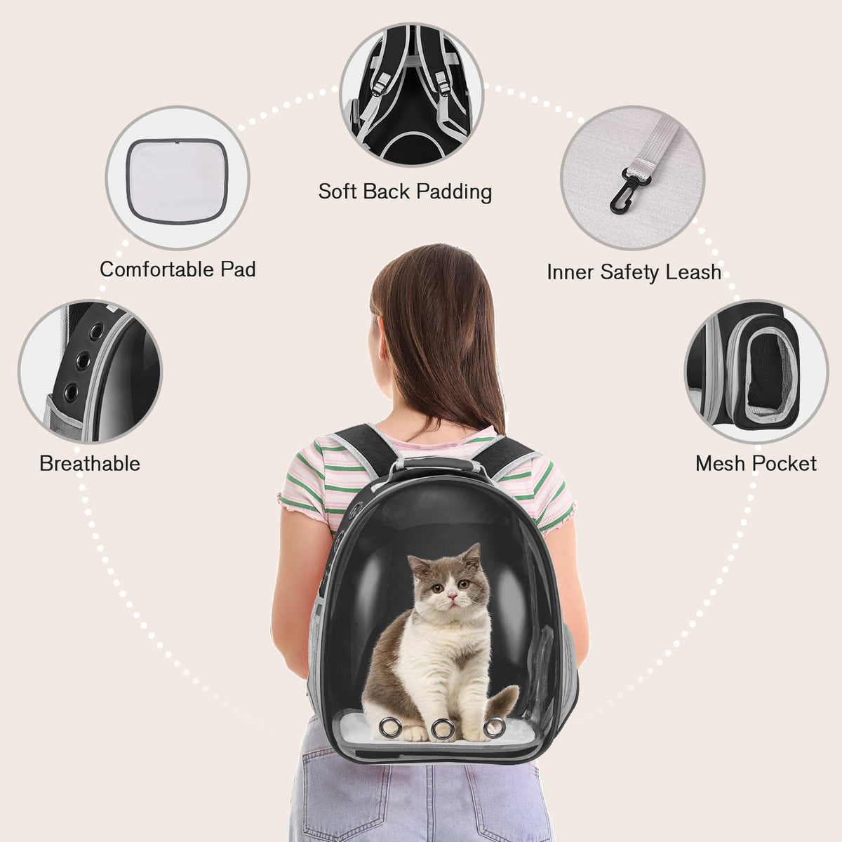 Black Cat Pet Carrier Backpack H233498
