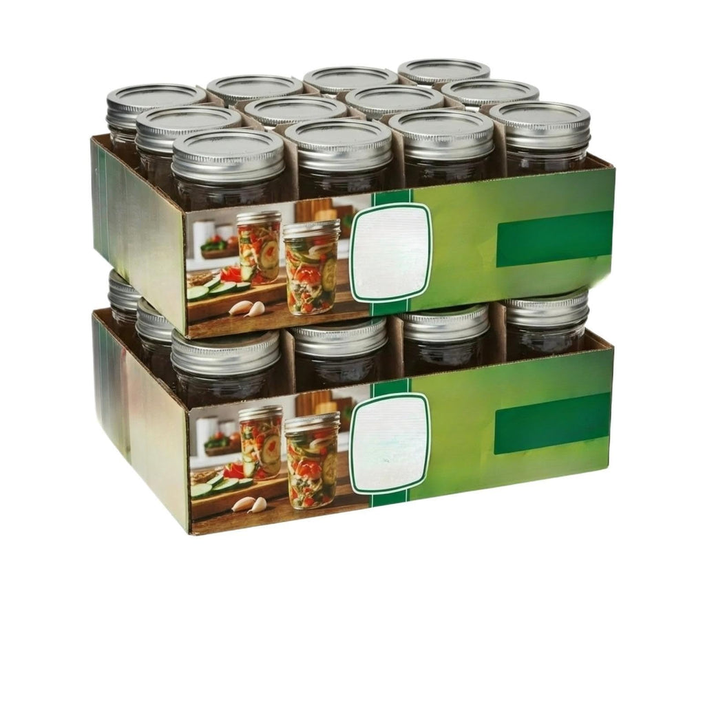 16 Oz Wide Mouth Glass Mason Jars with Lids & Bands, 2-Pack W6827