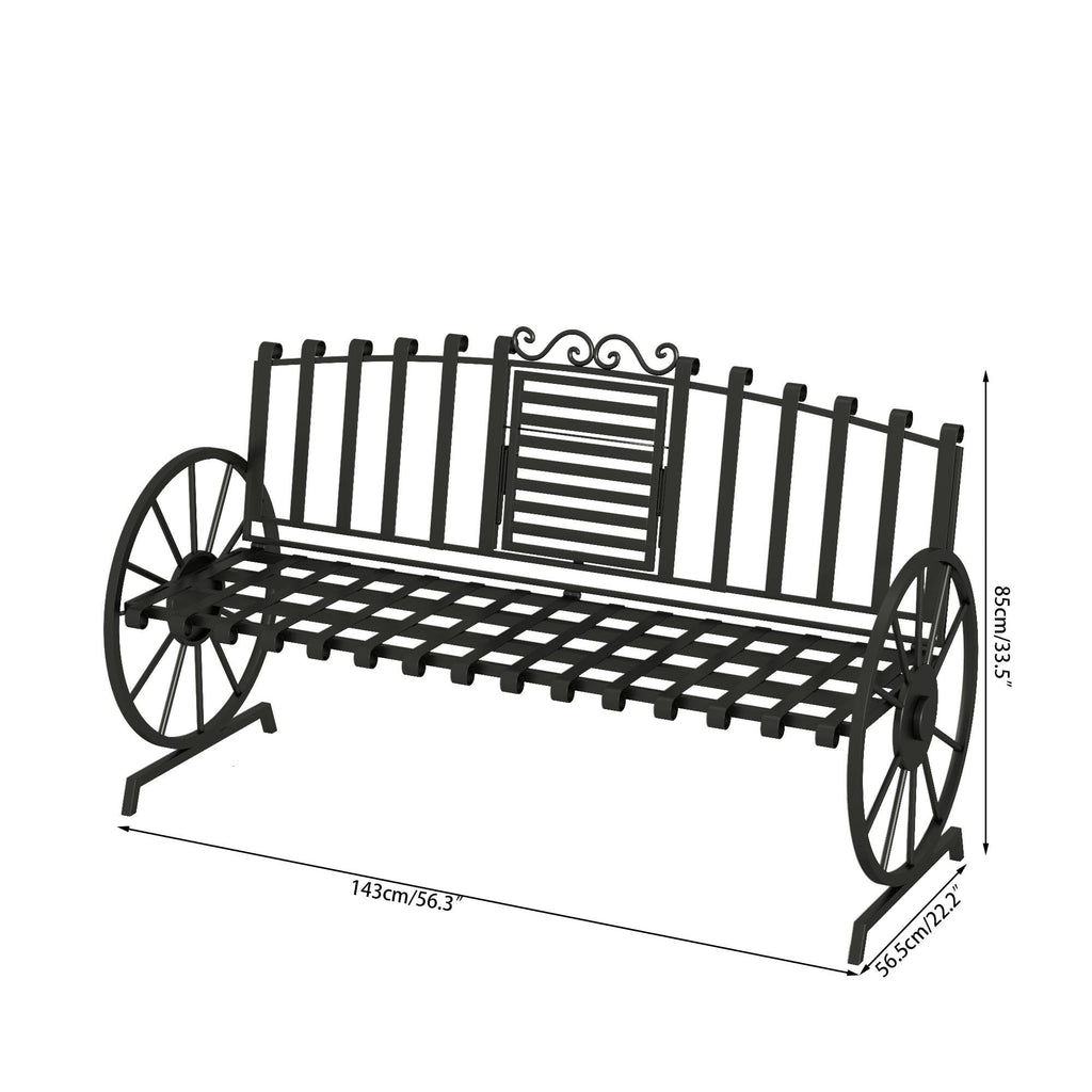 Black Outdoor Garden Bench with Built-in Table F20916