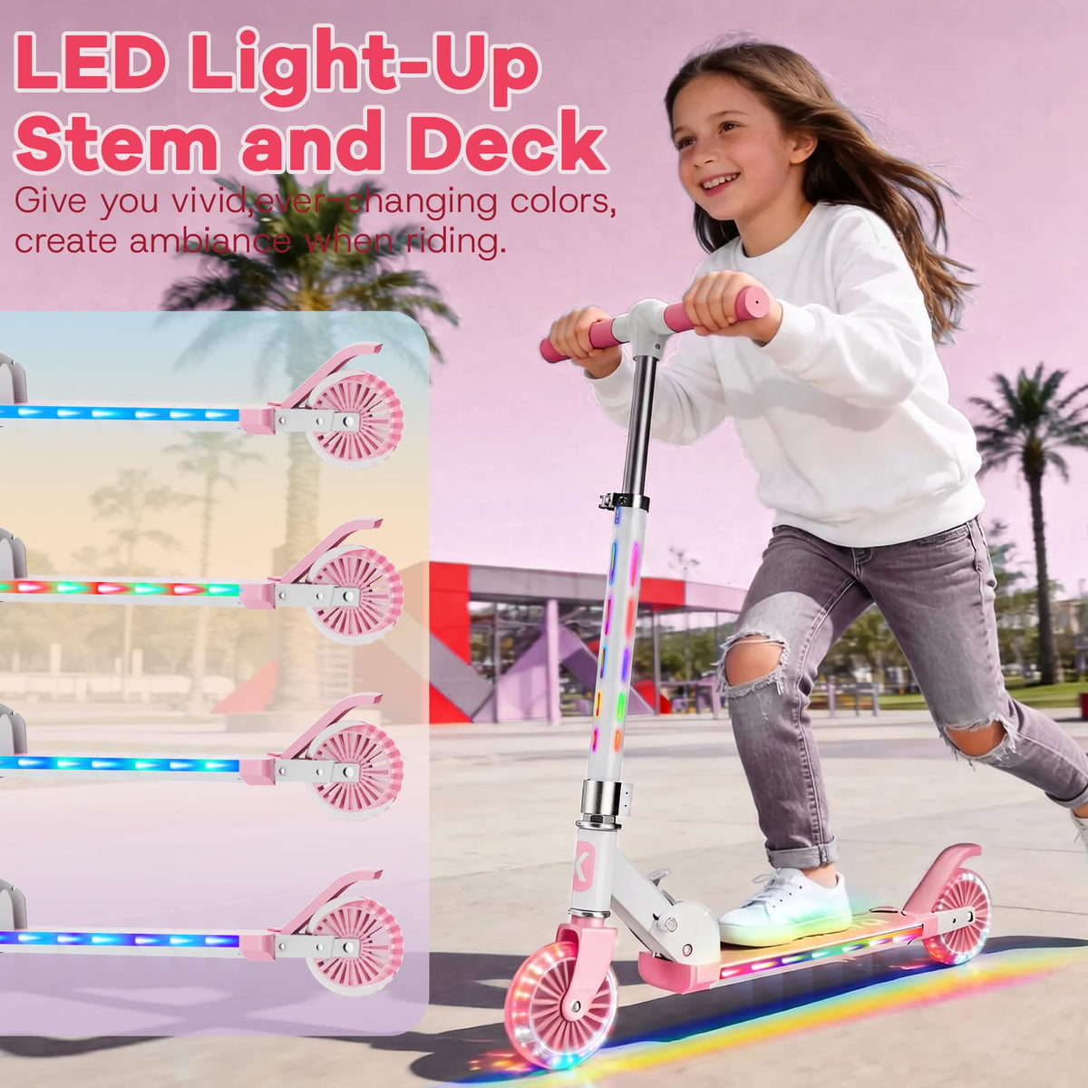2 Wheel Light Up Wheels LED Stem Kick Scooter S2640