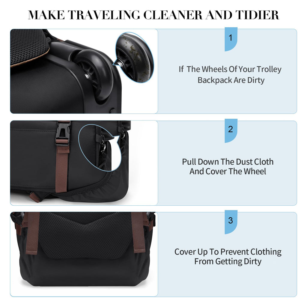 Black Rolling Laptop Backpack with Wheels O330
