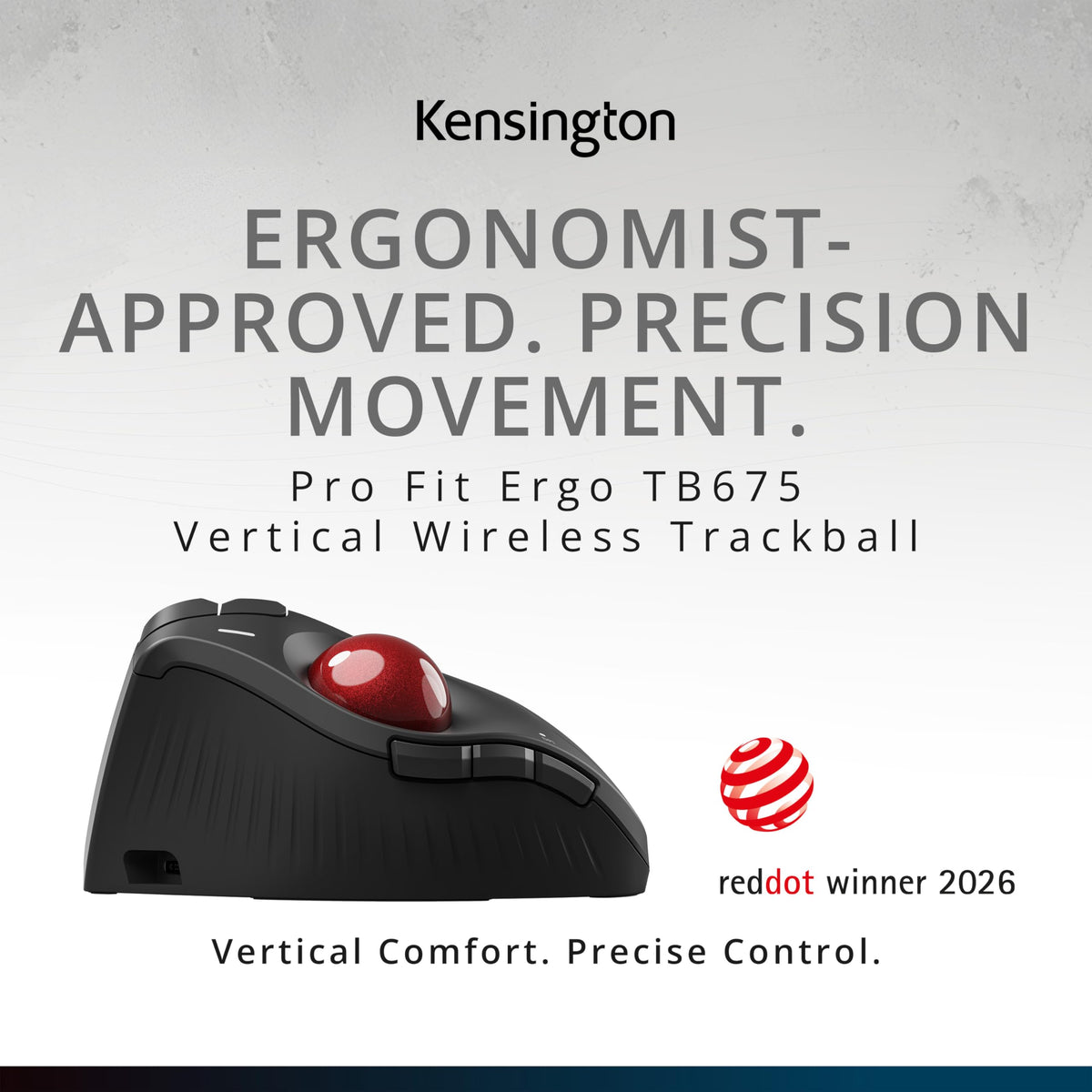 Wireless Vertical Trackball Mouse, Rechargeable - Black N9749