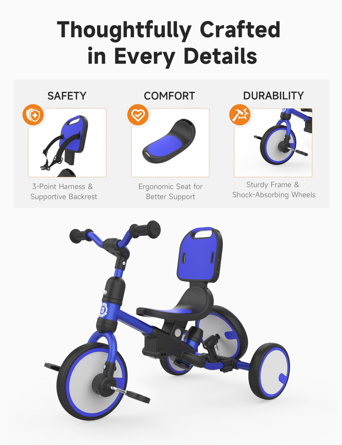 Toddler Tricycle with Push Handle W8284