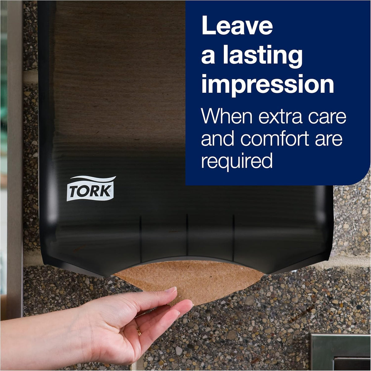 Black Multifold Hand Towel Dispenser and Natural Recycled Hand Towels L4346