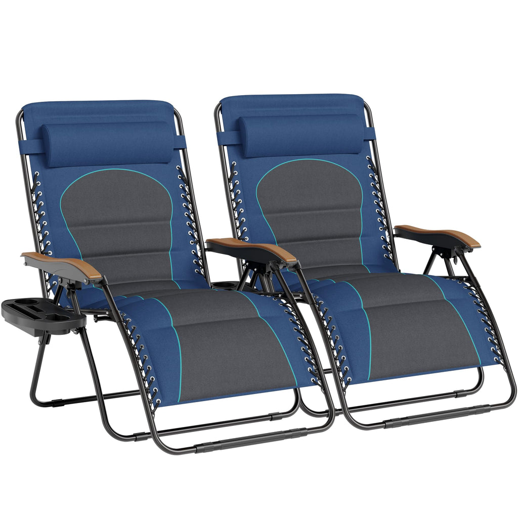 Blue Padded Zero Gravity Chair Set of 2 E198