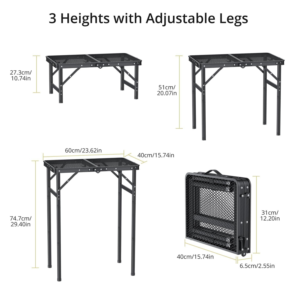 2ft Folding Camping Grill Table Black B8523