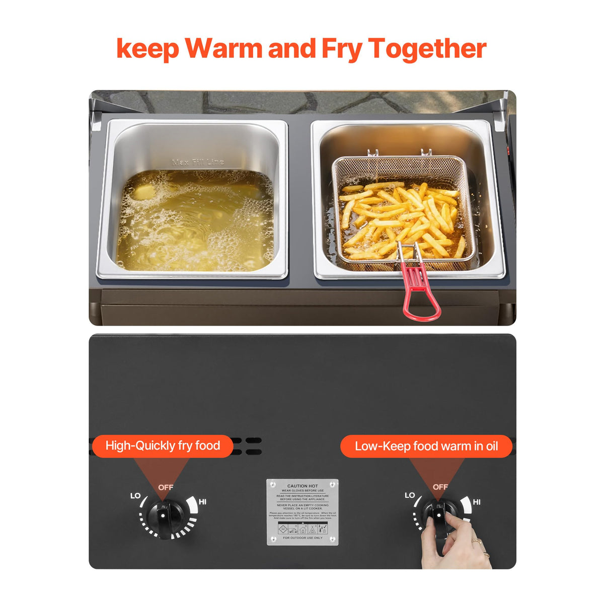 16 Qt Stainless Steel Double Burner Propane Fryer Y476