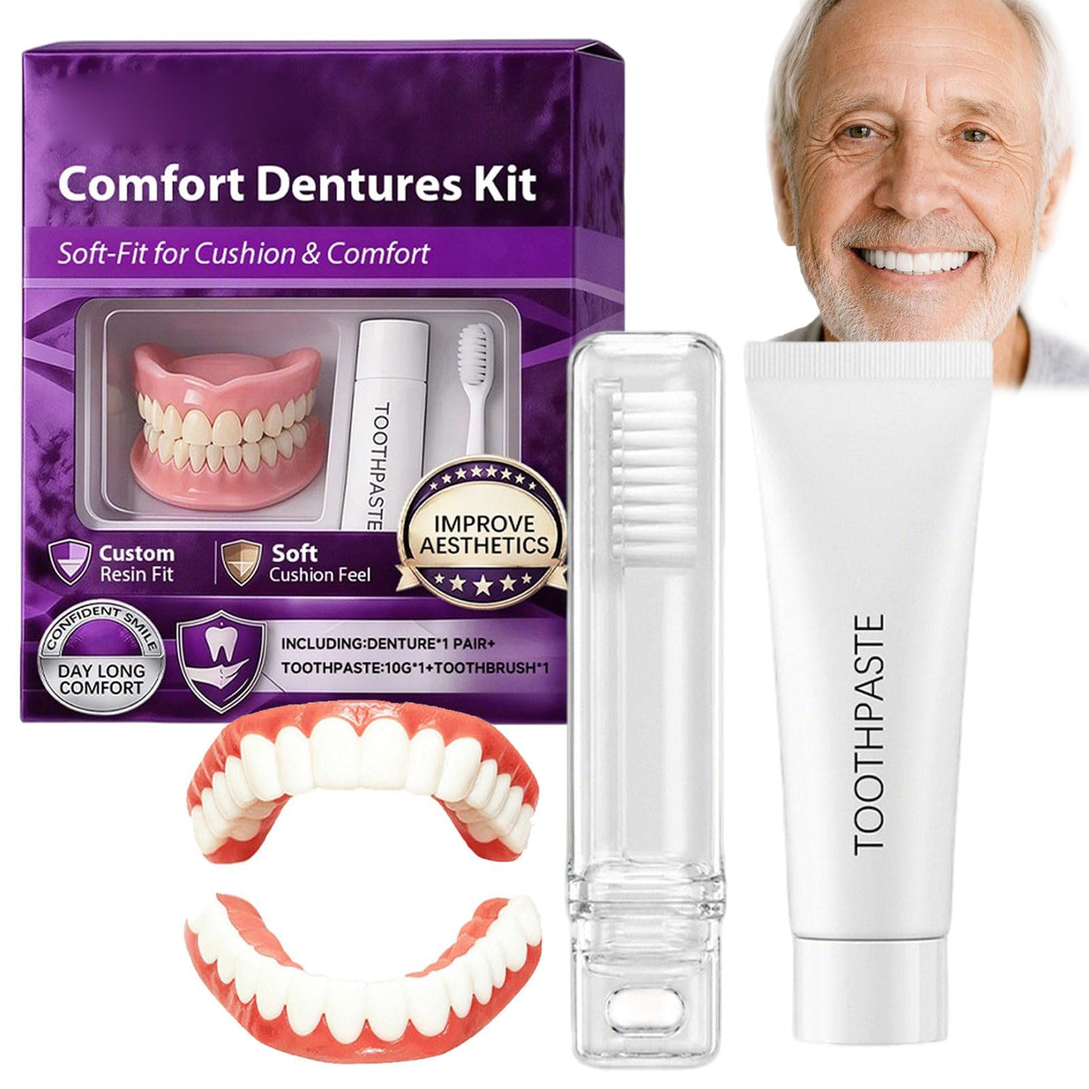 Silicone Dentures Upper & Lower Set J559329