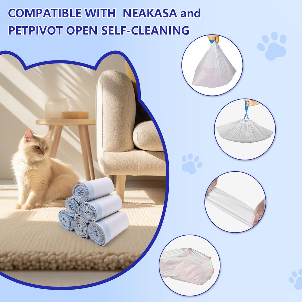 120 Count Cat Litter Box Bags, Extra Thick Heavy Duty Liners, Unscented, 27" x 13" A12080