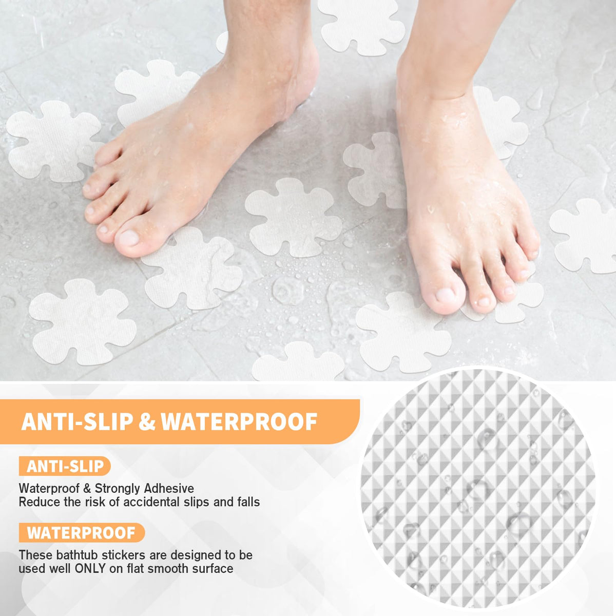 24 PCS Clear Non Slip Bathtub Stickers H824