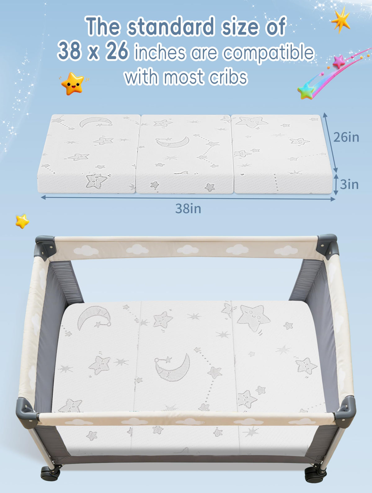 Portable Pack and Play Mattress with Washable Cover W54545