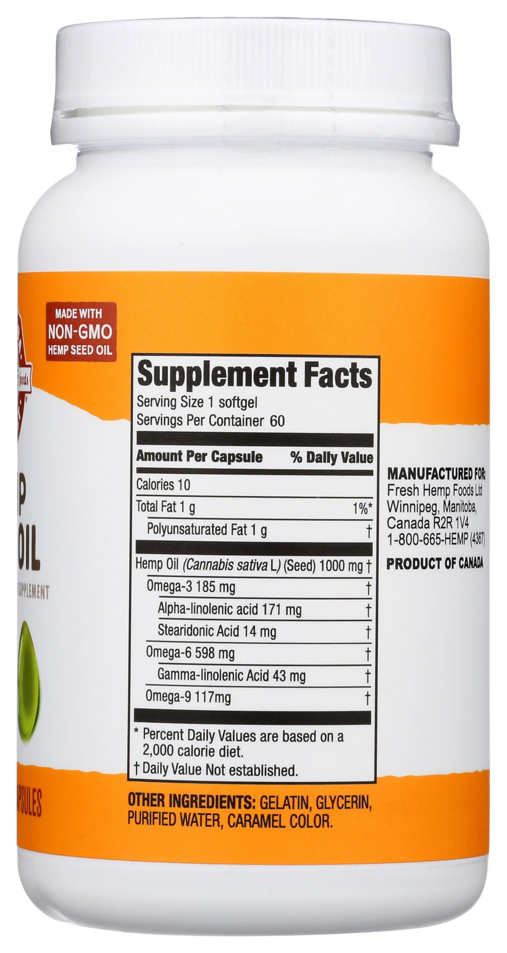 Hemp Seed Oil Softgel Capsules, 60 Count F726703
