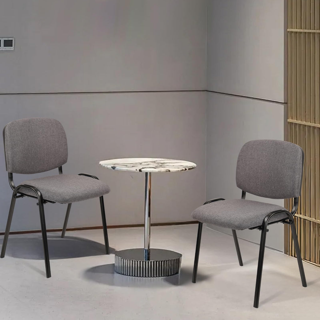 Set of 5 Grey Fabric Stackable Chairs Metal Frame T672874