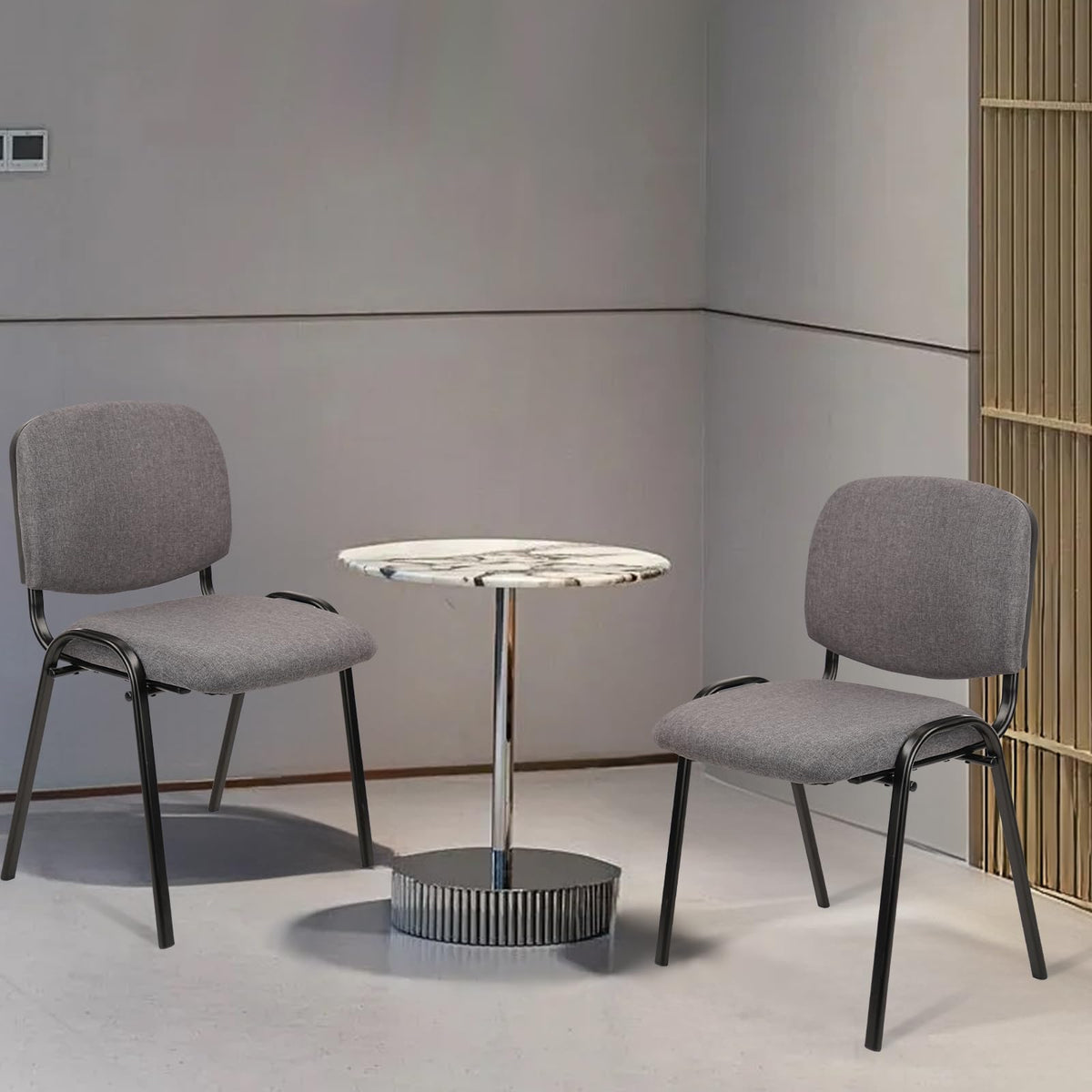 Set of 5 Grey Fabric Stackable Chairs Metal Frame T672874