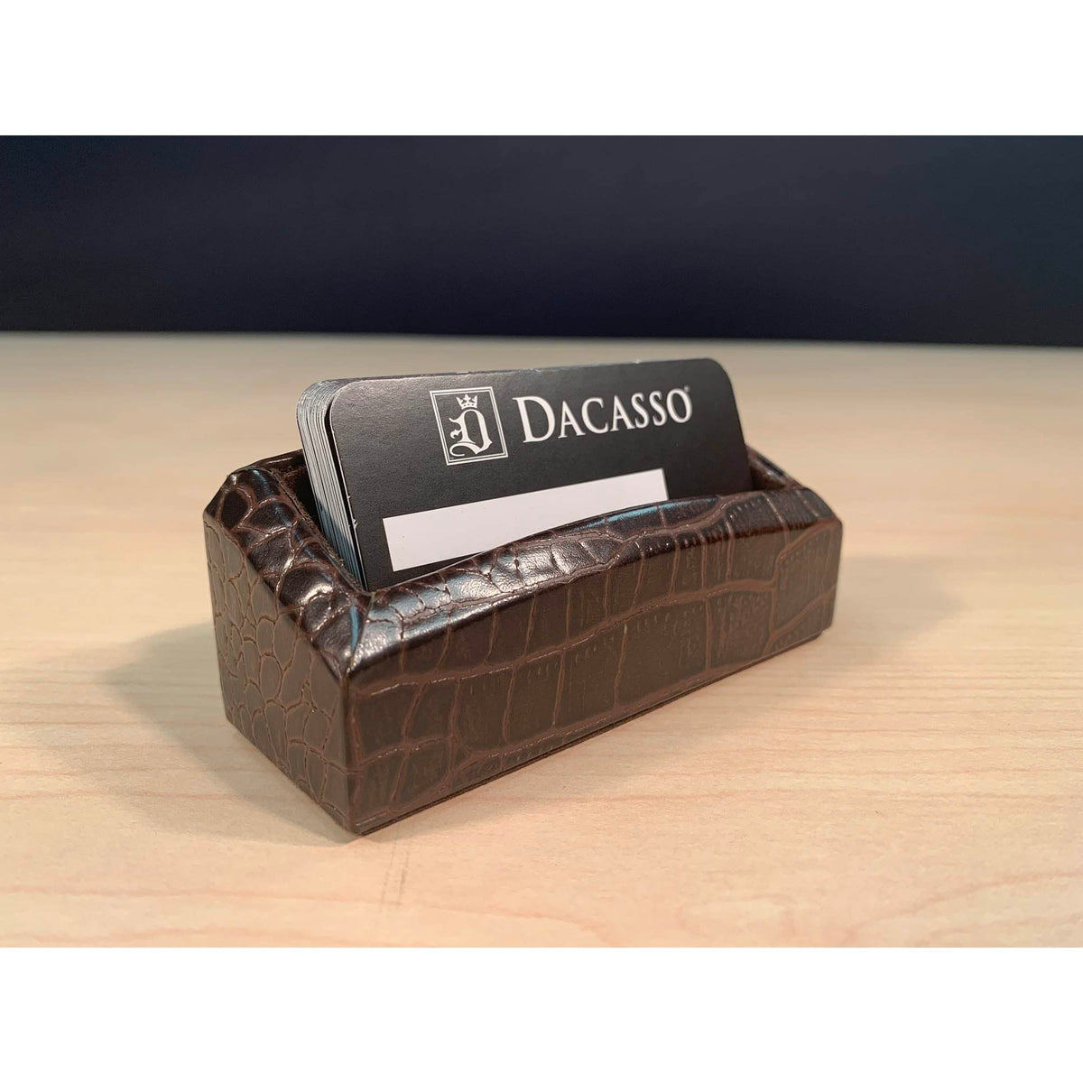 Brown Crocodile Embossed Leather Desk Set S6942