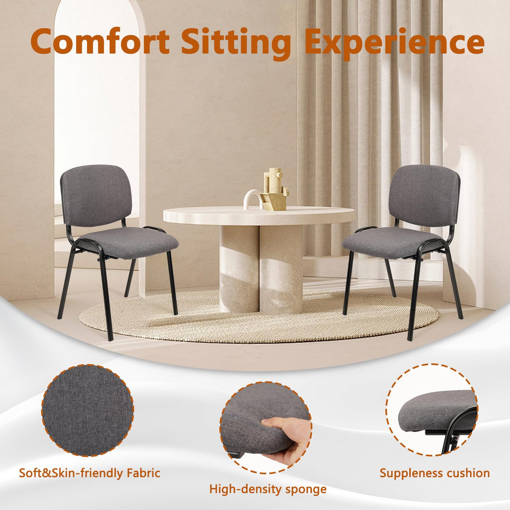 Set of 5 Grey Fabric Stackable Chairs Metal Frame T672874