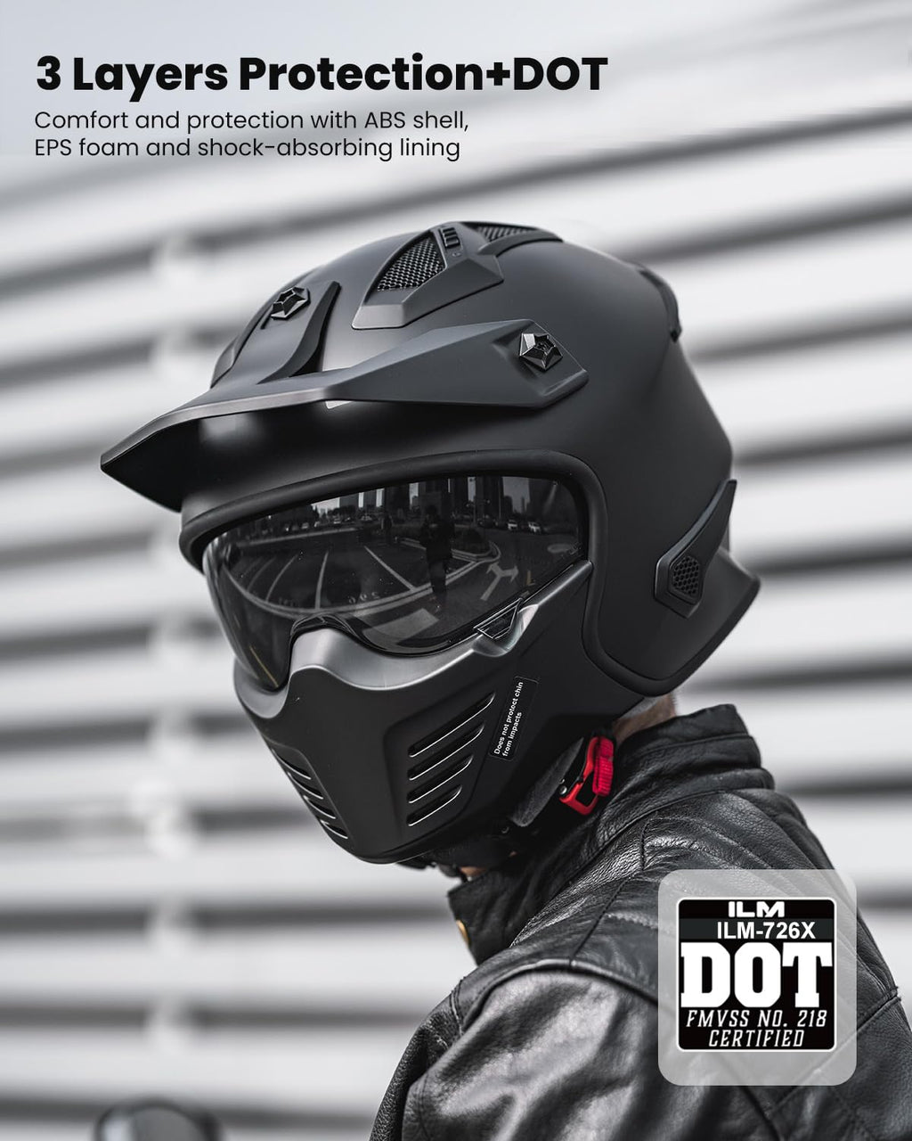 Open Face 3/4 Half Motorcycle Helmet DOT Matte Black M M840892