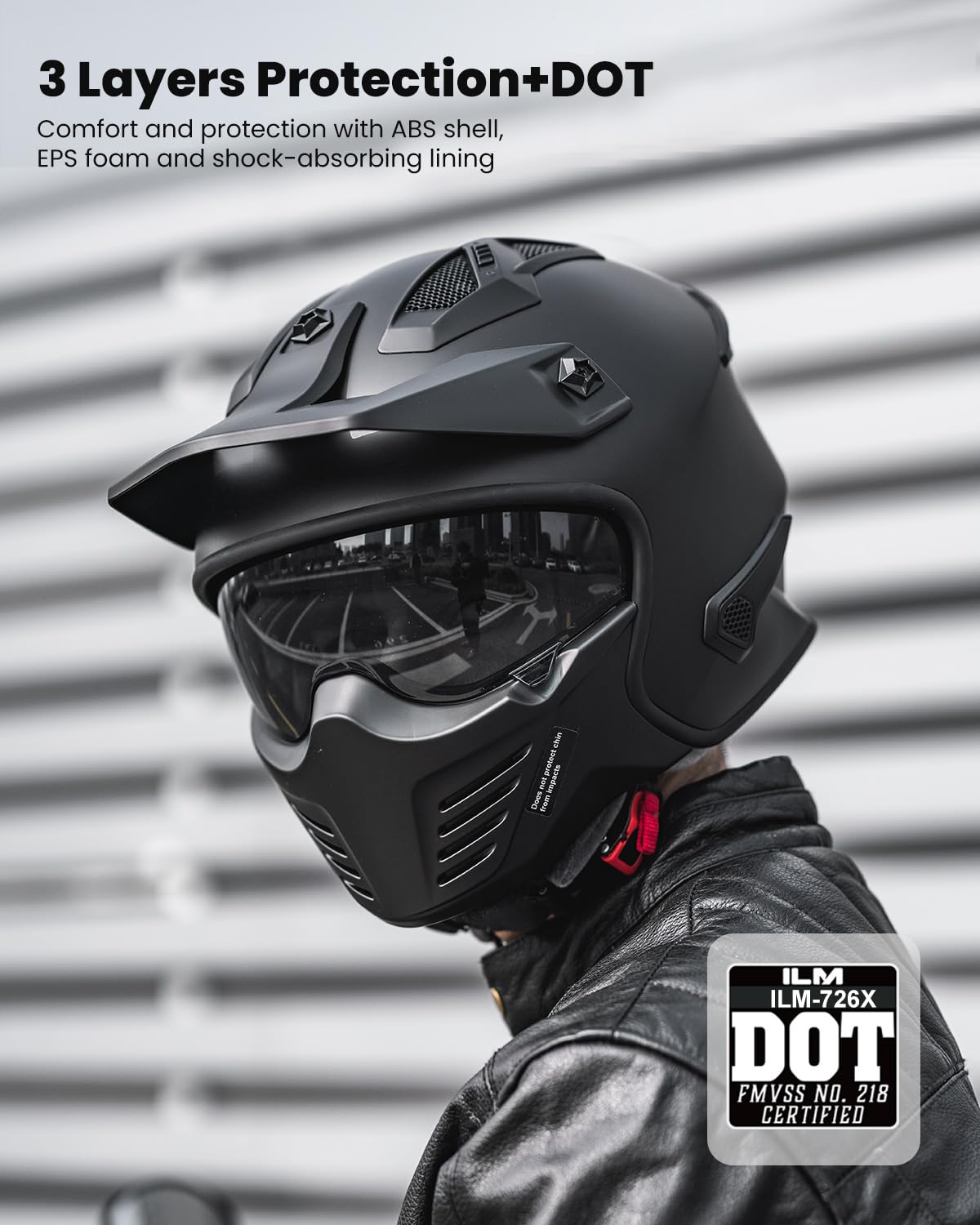 Open Face 3/4 Half Motorcycle Helmet DOT Matte Black M M840892
