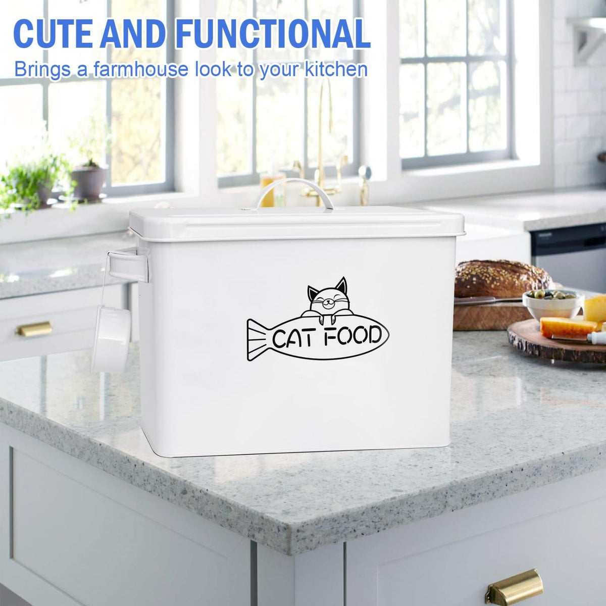 Large Airtight Pet Food Storage Container with Lid and Scoop 12-13 lbs Q954