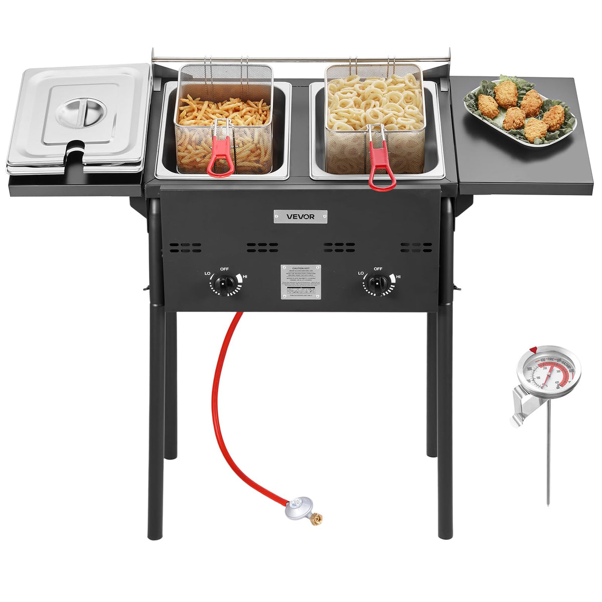 16 Qt Stainless Steel Double Burner Propane Fryer Y476