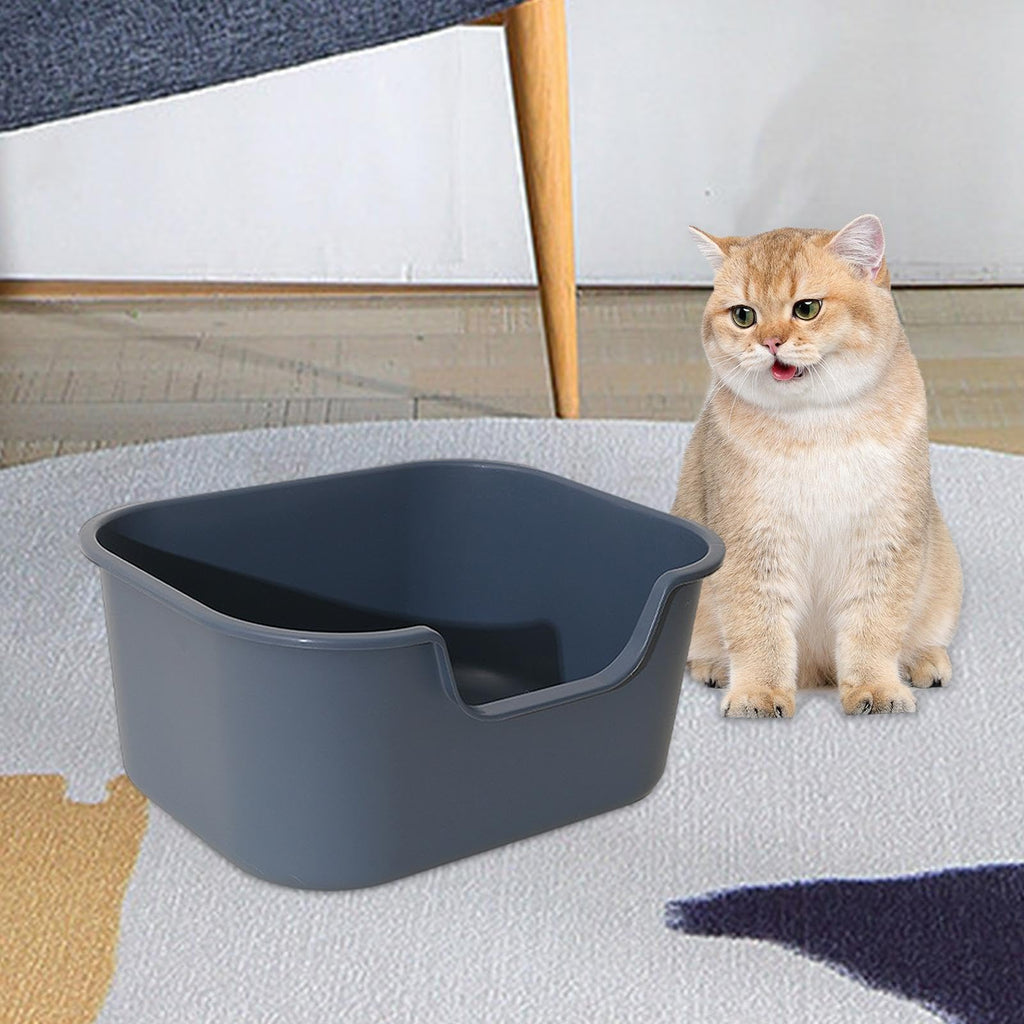 Open Top Cat Litter Tray with High Sides, Gray R6151