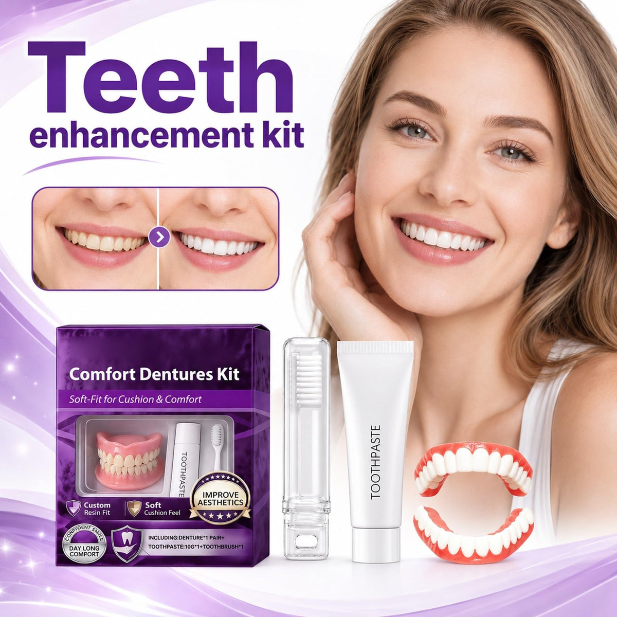 Silicone Dentures Upper & Lower Set J559329