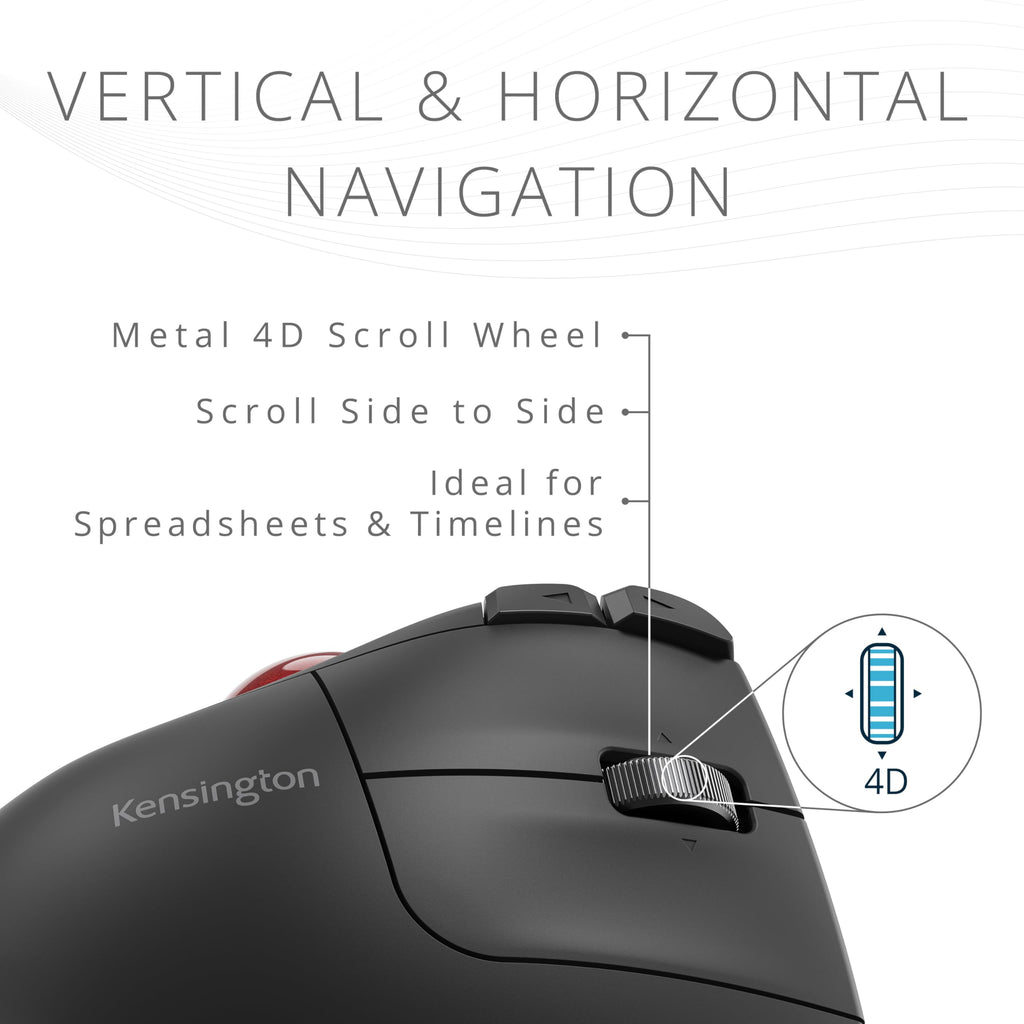 Wireless Vertical Trackball Mouse, Rechargeable - Black N9749