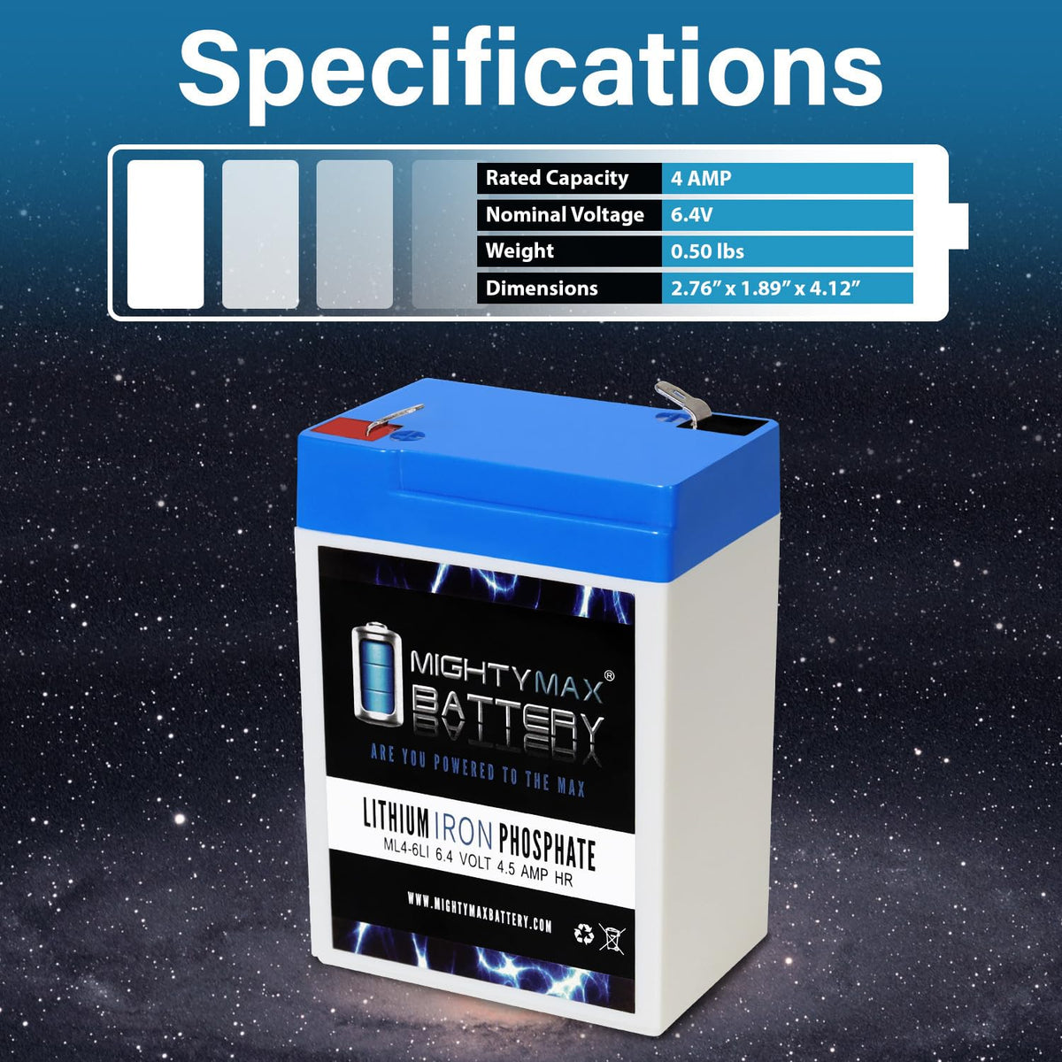 6V 4.5AH Lithium Replacement Battery X70059