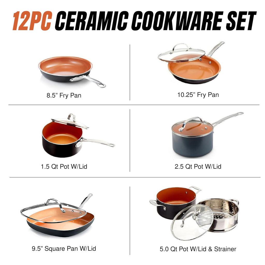 12 Pc Titanium Ceramic Nonstick Cookware Set Z5404