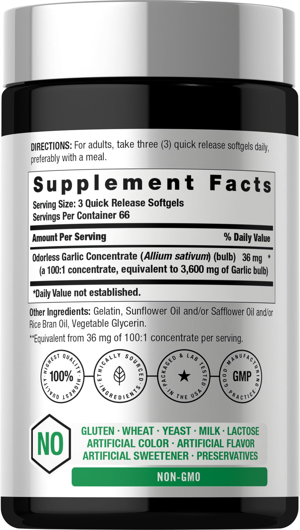 Odorless Garlic Softgel Supplement 200 Pills T271