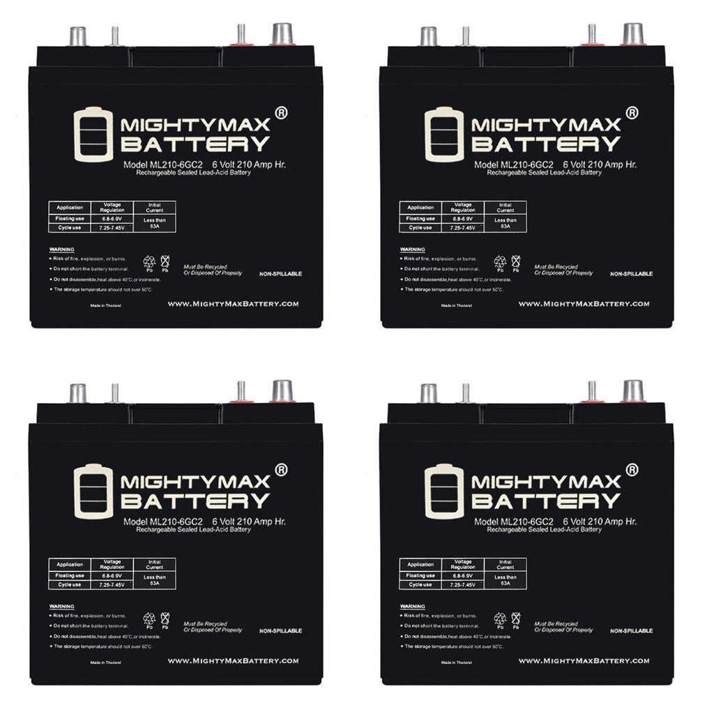 6V 210AH Dual Terminal SLA Replacement Battery 4 Pack E48158