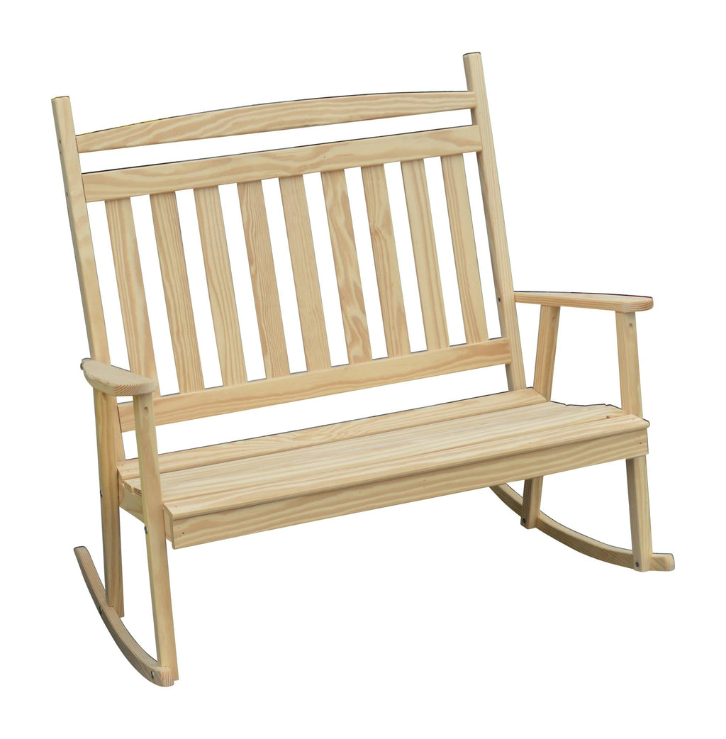 51 Inch Unfinished Pine Wood Double Rocking Chair Z52422