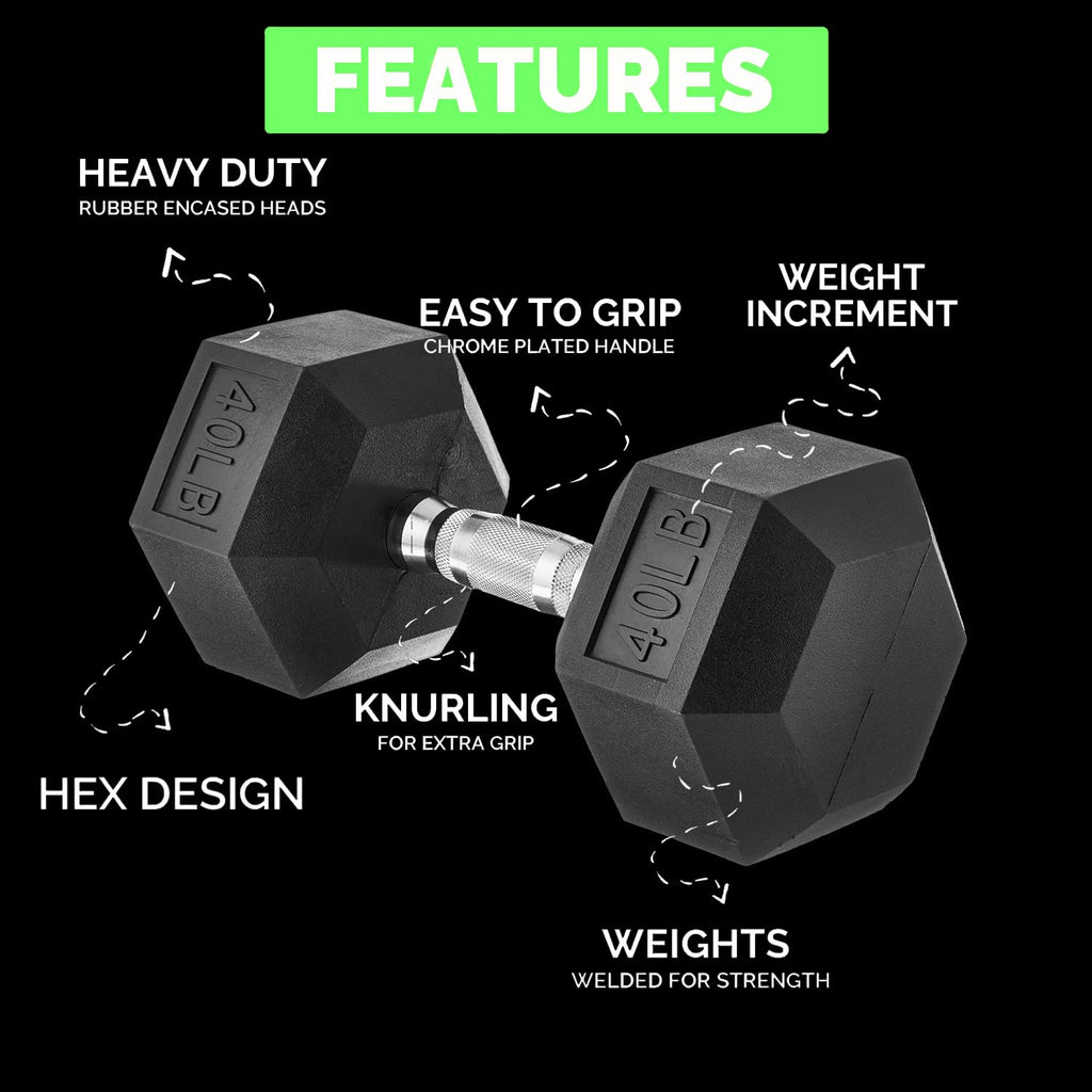 Rubber Hex Dumbbells with Rack L627