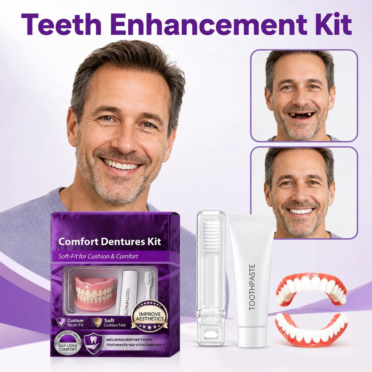 Silicone Dentures Upper & Lower Set J559329