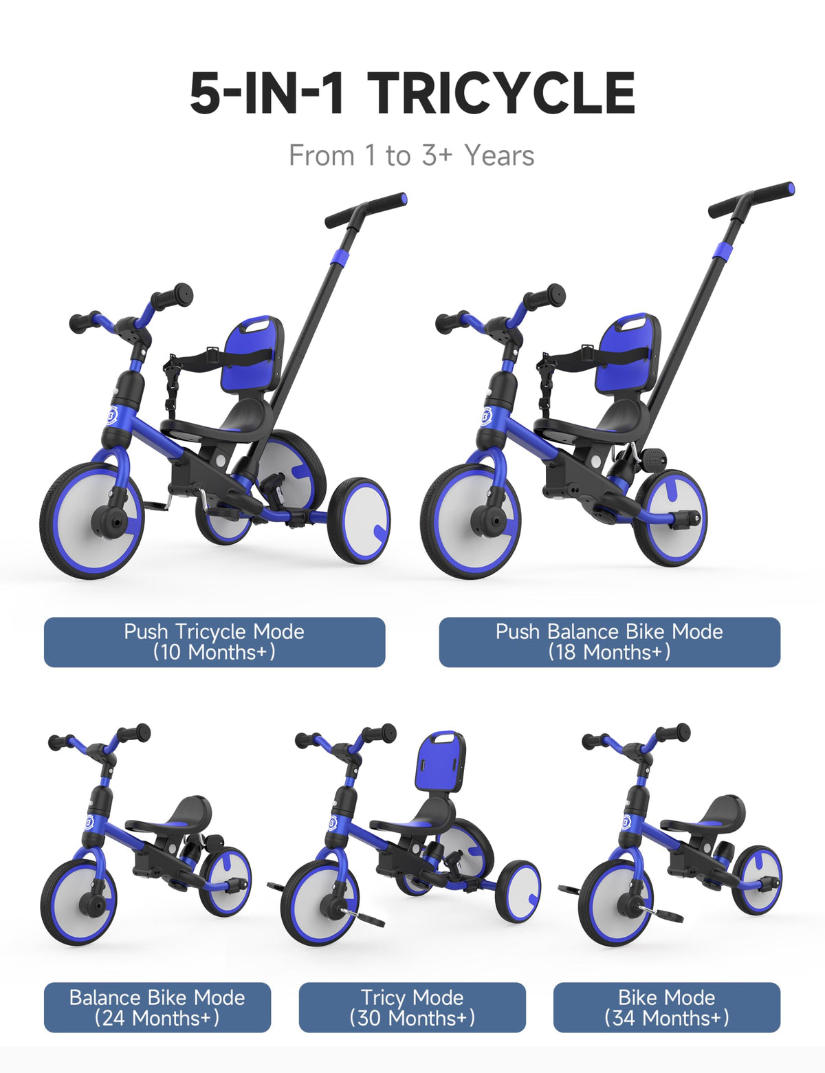 Toddler Tricycle with Push Handle W8284