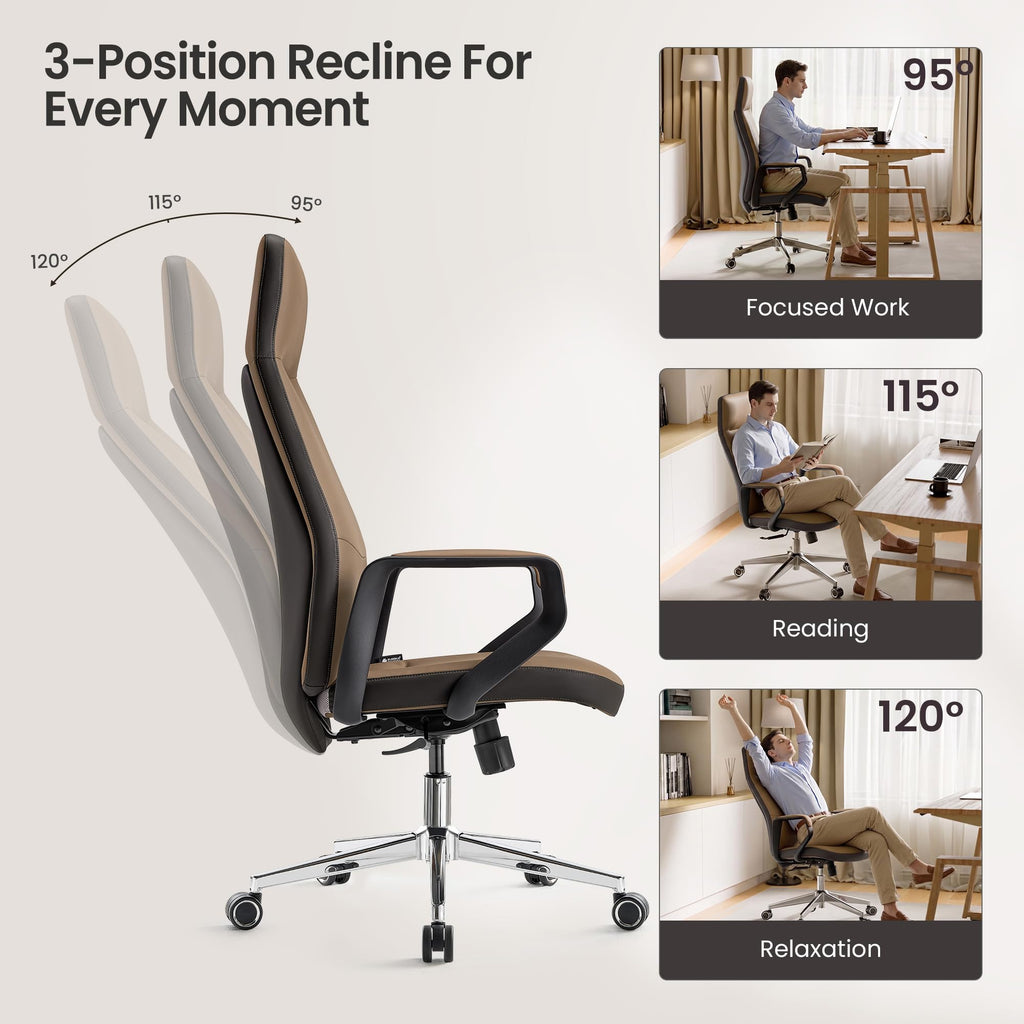 Brown Leather Executive Office Chair J3257