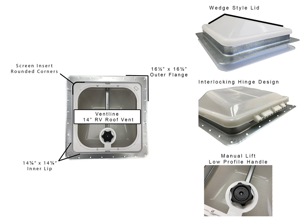 14" RV Roof Vent White Lid Non-Powered L578820