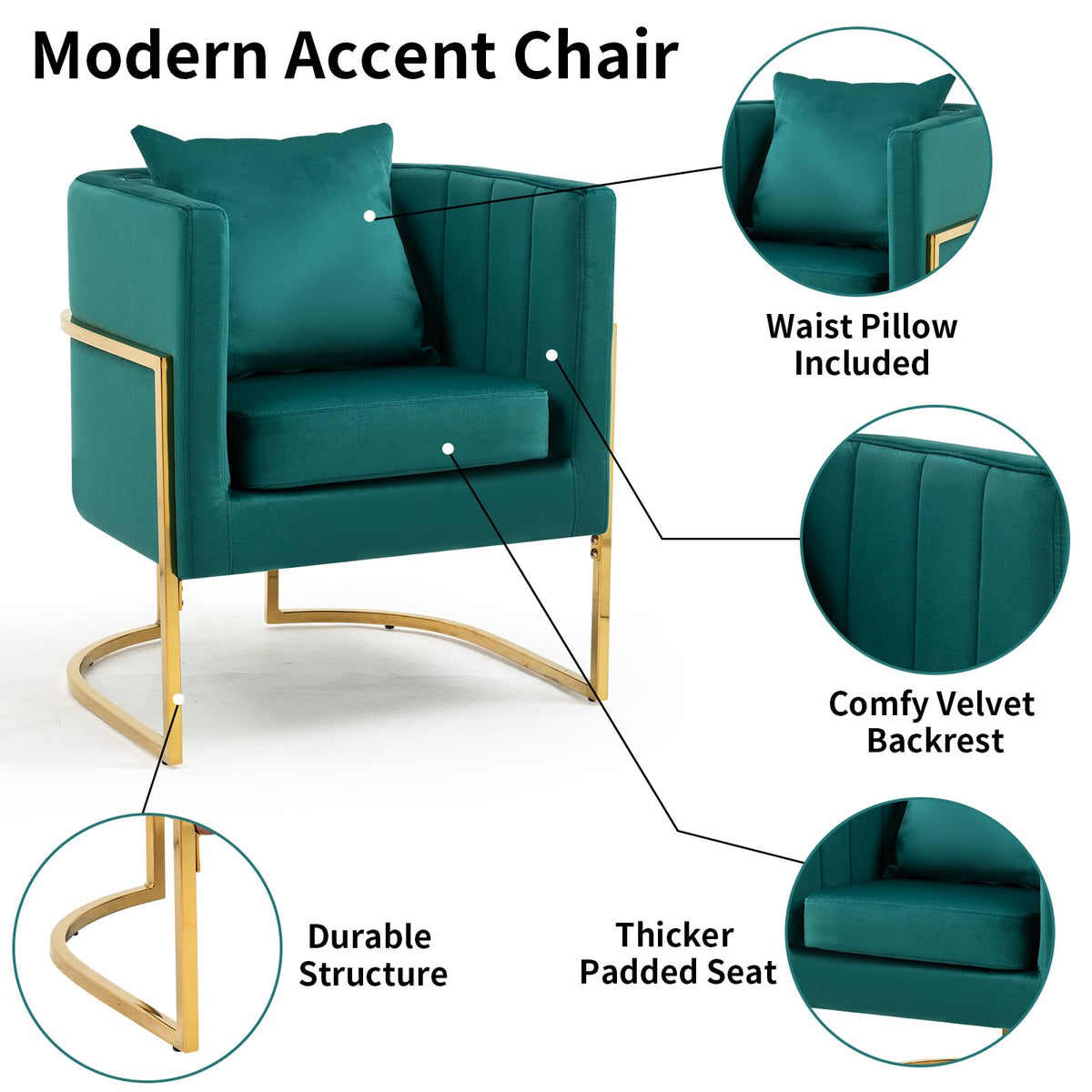 Velvet Accent Chairs Set of 2 Green B4385