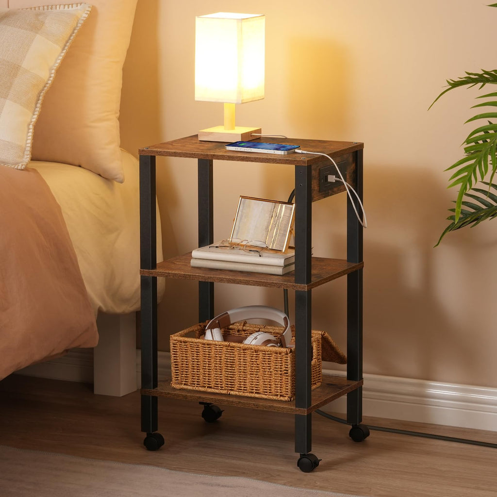 3-Tier Printer Stand with Charging Station and Storage Shelves V31586
