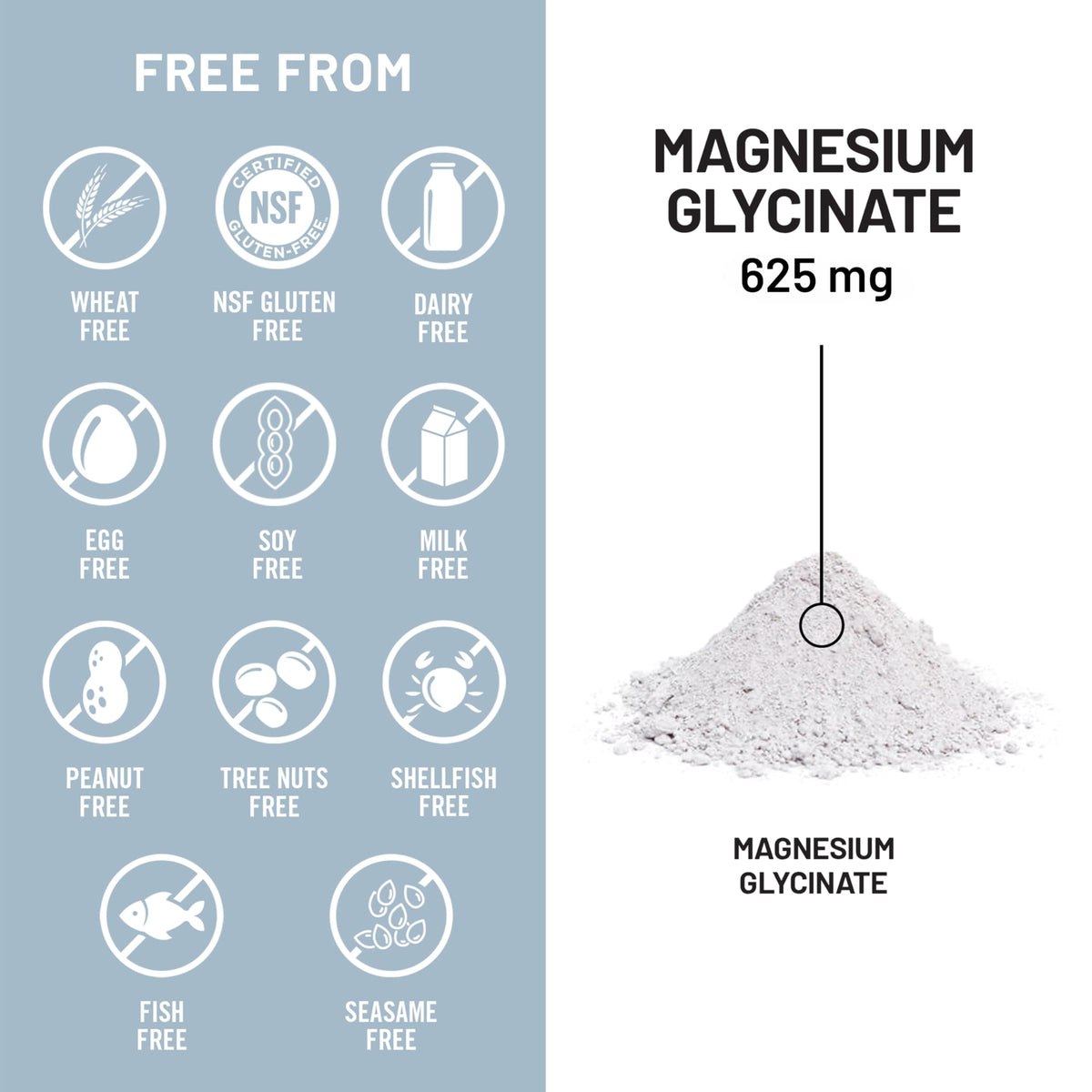 Magnesium Glycinate 625 mg Vegan 30 Capsules H12208