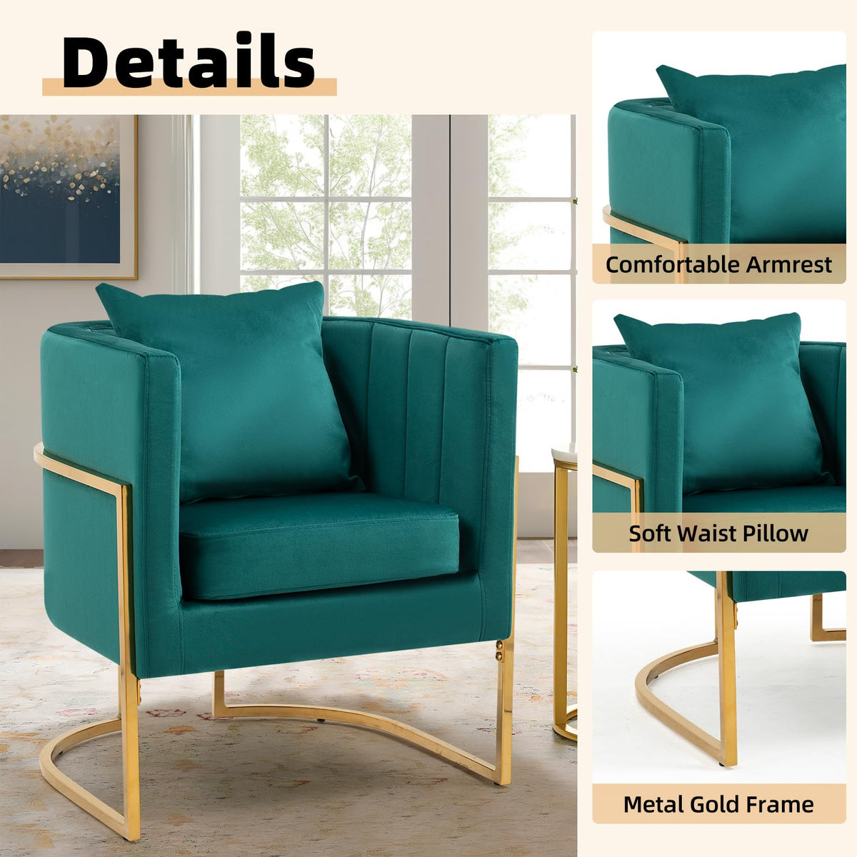 Velvet Accent Chairs Set of 2 Green B4385