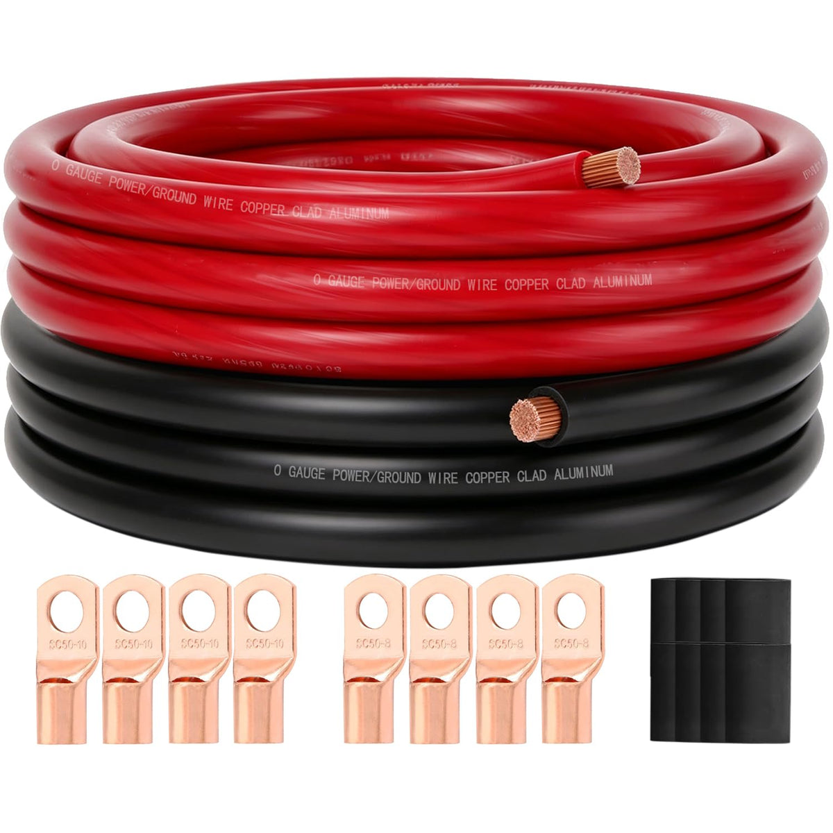 0 Gauge CCA Battery Cable 10FT Red 10FT Black O1525