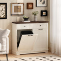 20 Gallon Double Tilt Out Wood Trash Can Cabinet with Drawer V10751