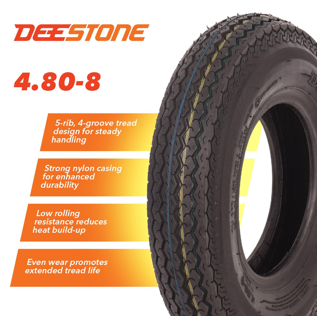 4.80-8 2 Tires 6 Ply Trailer A740