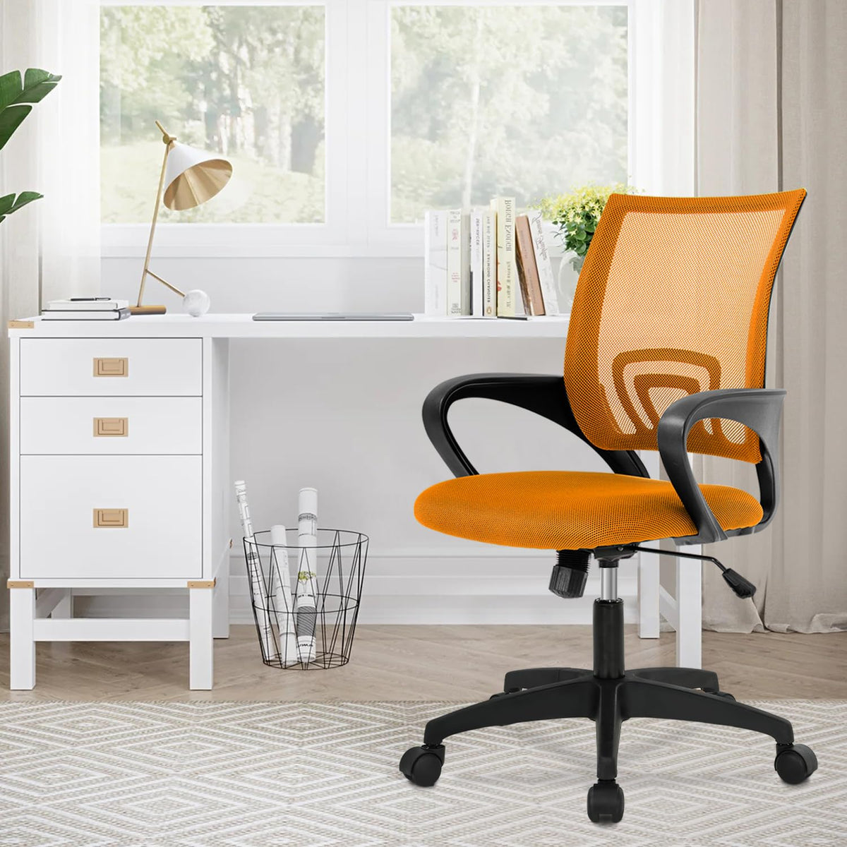 Orange Mesh Ergonomic Office Chair with Lumbar Support R11932
