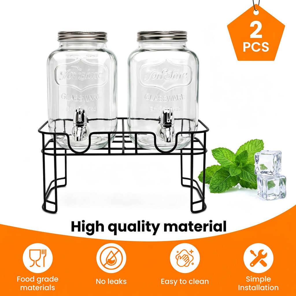 1-Gallon Beverage Dispenser 2 Pack with Stand N114
